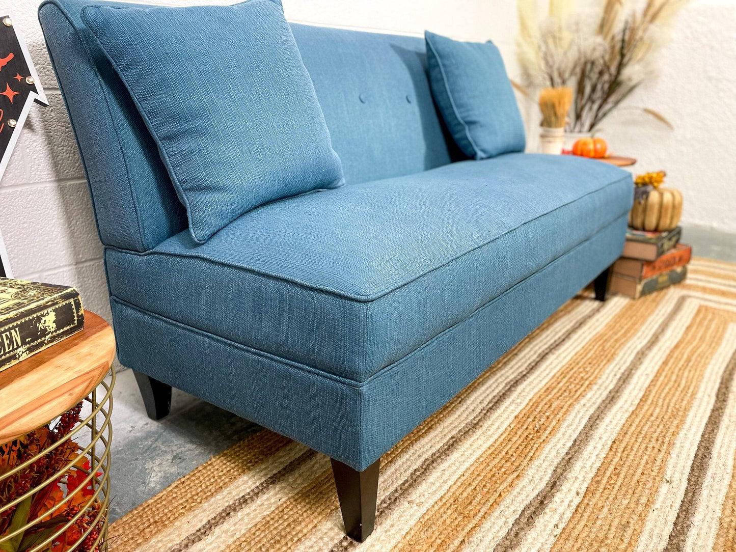 Blue Tufted Loveseat - Pull Up A Couch