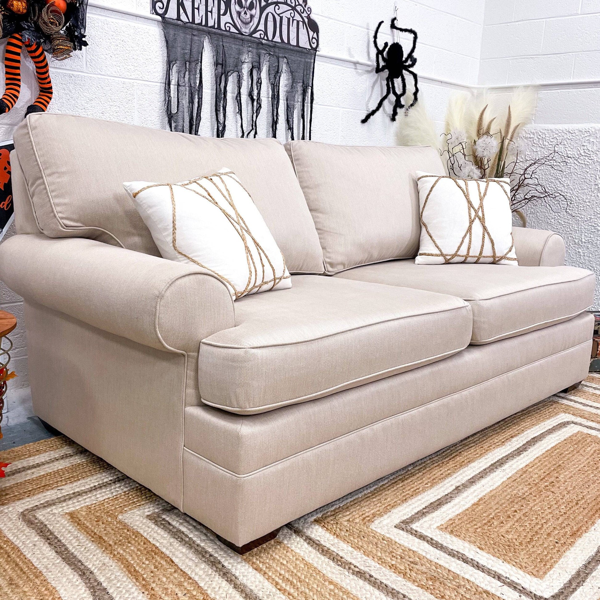 Custom Kincaid 80” Beige Sofa - Pull Up A Couch