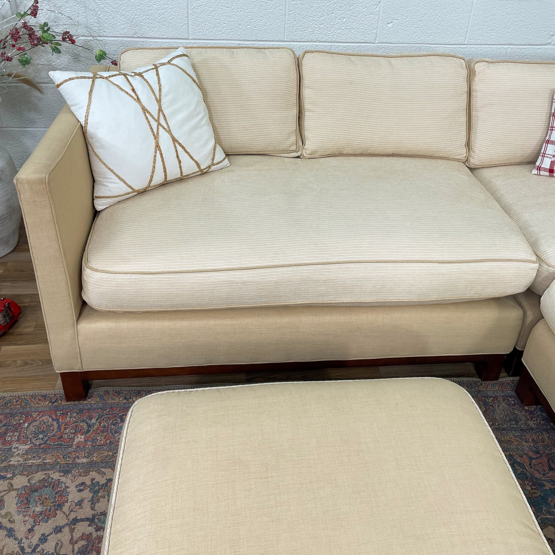 Mitchell Gold Bob Williams MGBW 3pc L-shaped sectional w/Ottoman - Pull Up A Couch