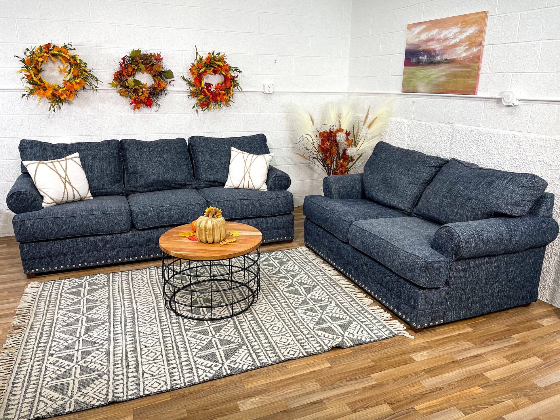 Large Couch + Loveseat Set w/Nailhead trim - Pull Up A Couch