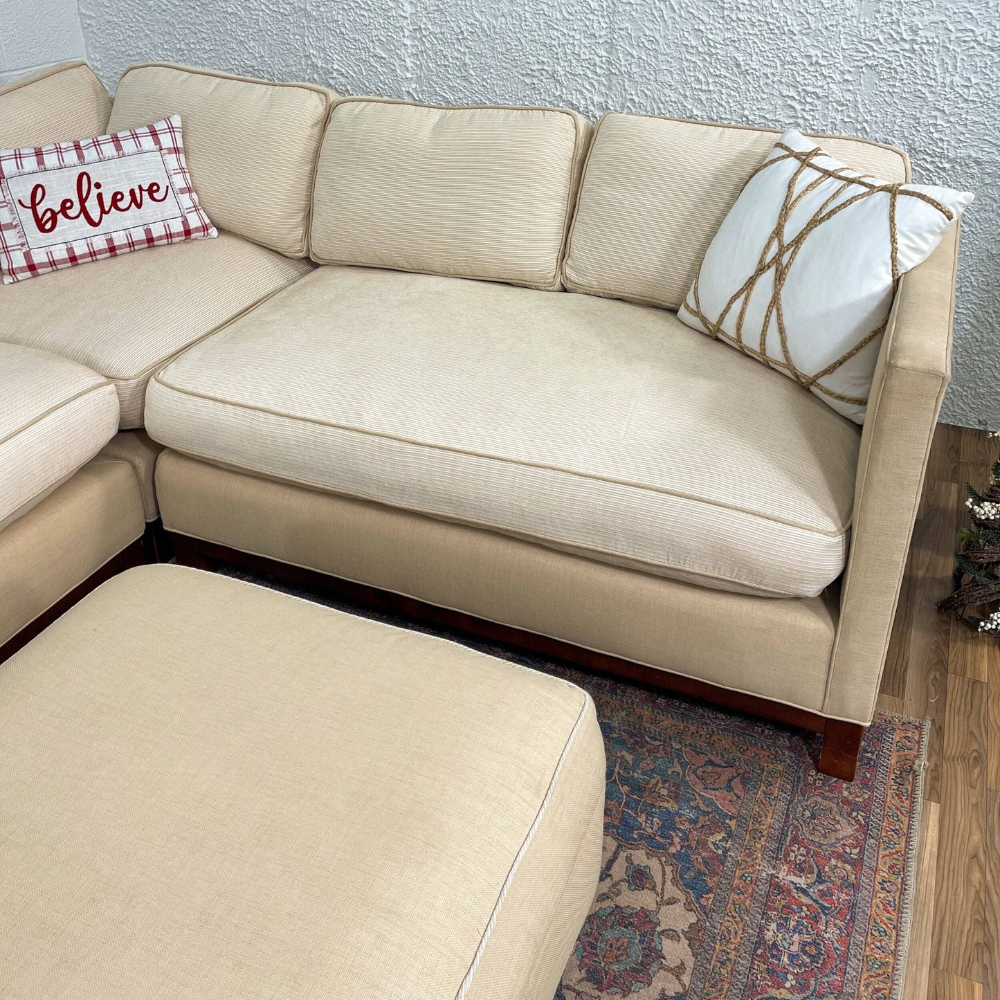 Mitchell Gold Bob Williams MGBW 3pc L-shaped sectional w/Ottoman - Pull Up A Couch