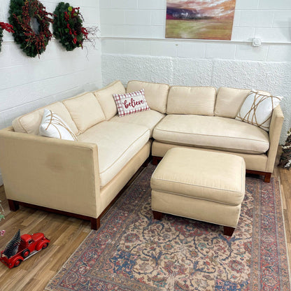 Mitchell Gold Bob Williams MGBW 3pc L-shaped sectional w/Ottoman - Pull Up A Couch