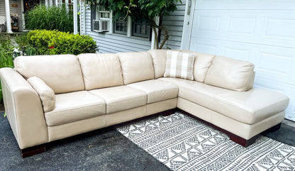 Macy’s 2 piece real leather sectional with right-facing chaise. - Pull Up A Couch