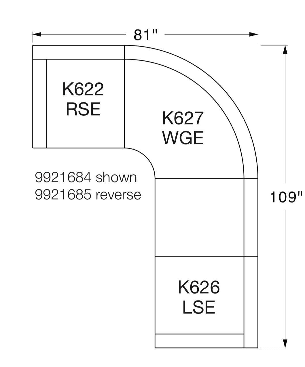 Rowe 3pc Sectional w/ Wedge - Pull Up A Couch