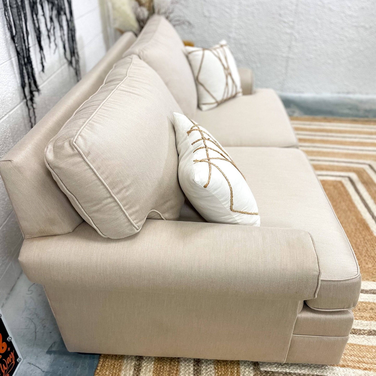 Custom Kincaid 80” Beige Sofa - Pull Up A Couch