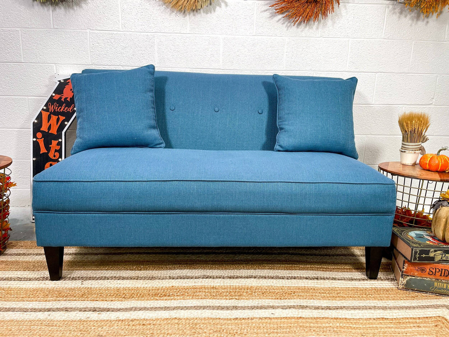 Blue Tufted Loveseat - Pull Up A Couch