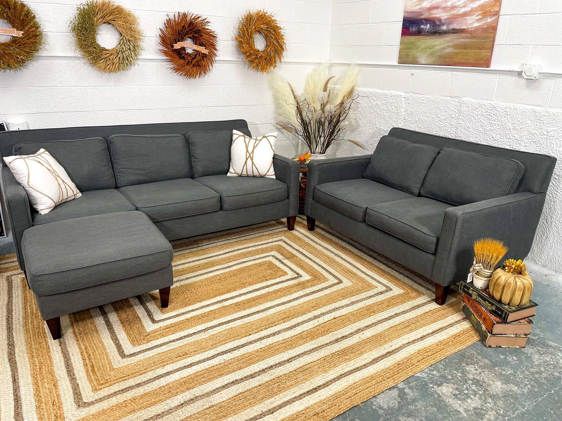 MaxHome Sofa + Loveseat  w/ Ottoman - Pull Up A Couch